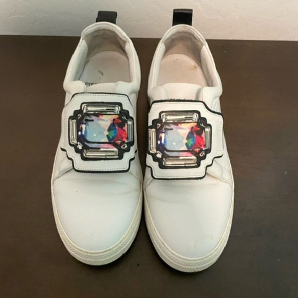 The Pierre Hardy Gem LS04 Slider Slip On Sneakers in white leather 38